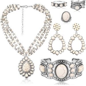 Ecally Bohemian Turquoise Western Jewelry Set